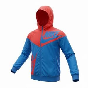 Nike Boys Large Blue & Red Lightweight Jacket Windbreaker Colorblock